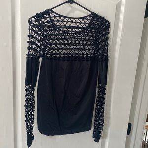 Stretchy black fish net shirt